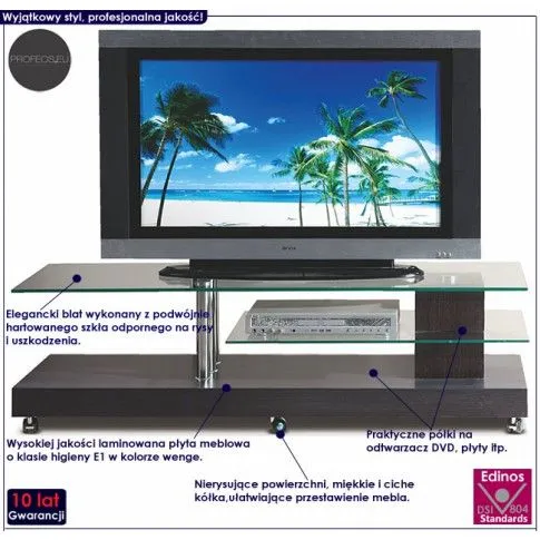 Fotografia Stolik na kółkach pod telewizor Kriks - wenge z kategorii Szafki