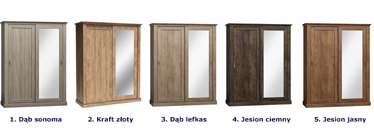 Dostępna kolorystyka szafy przesuwnej Metro 3X