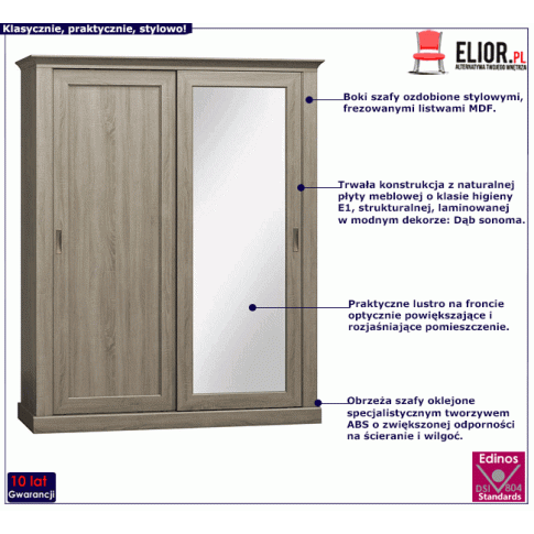 Przesuwna szafa w kolorze dąb sonoma Almira 3X