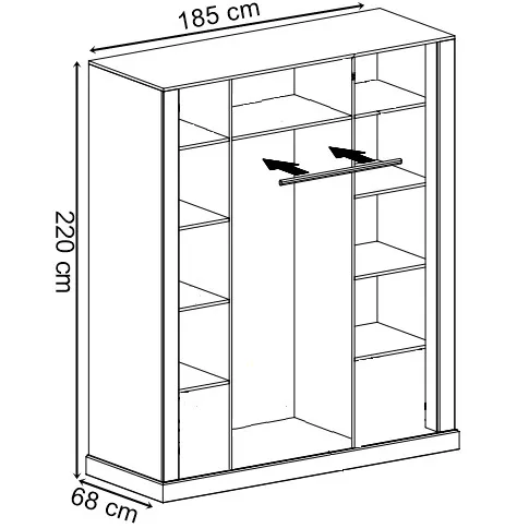 Wymiary szafy przesuwnej Almira 3X