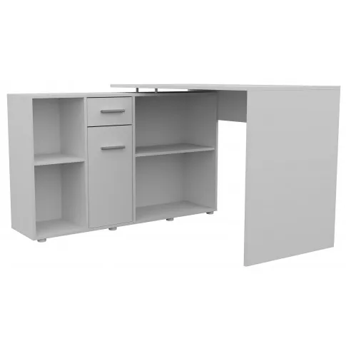 Białe minimalistyczne biurko Soler z nadstawką