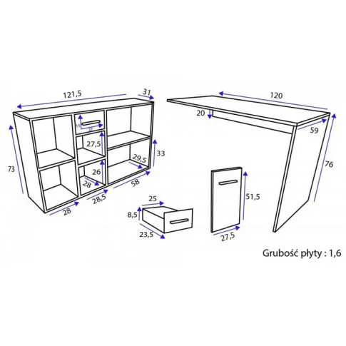 Wymiary biurka modułowego Soler