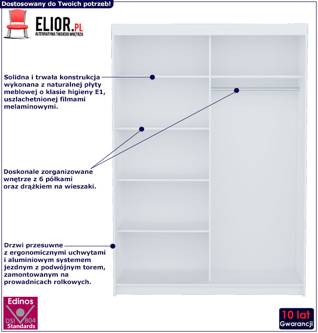 Biała skandynawska szafa przesuwna Volvero 2X