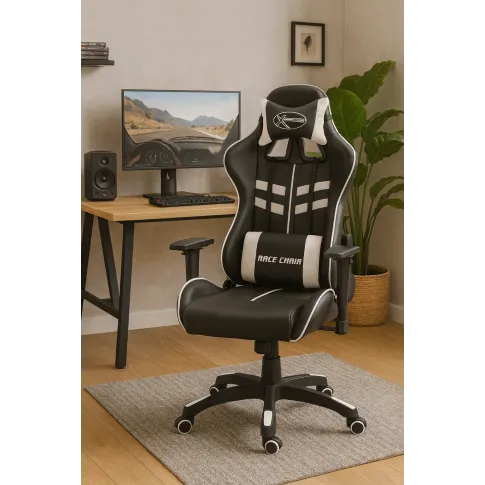 Biały fotel dla graczy rozkładany   Oliwa