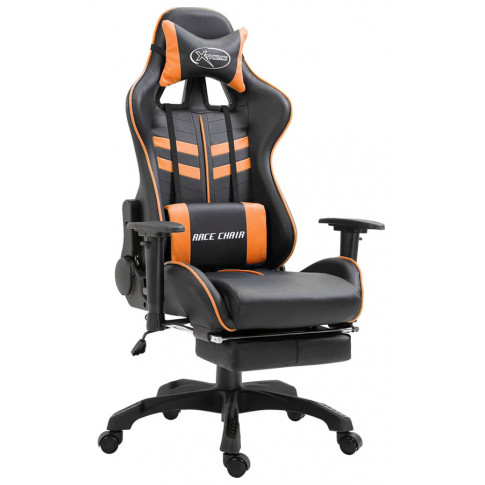 Pomarańczowy fotel gamingowy z podnóżkiem Triston