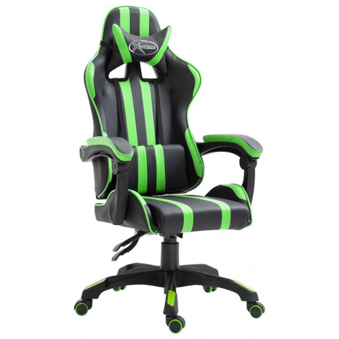 Zielony fotel gamingowy z rozkładanym oparciem Davo