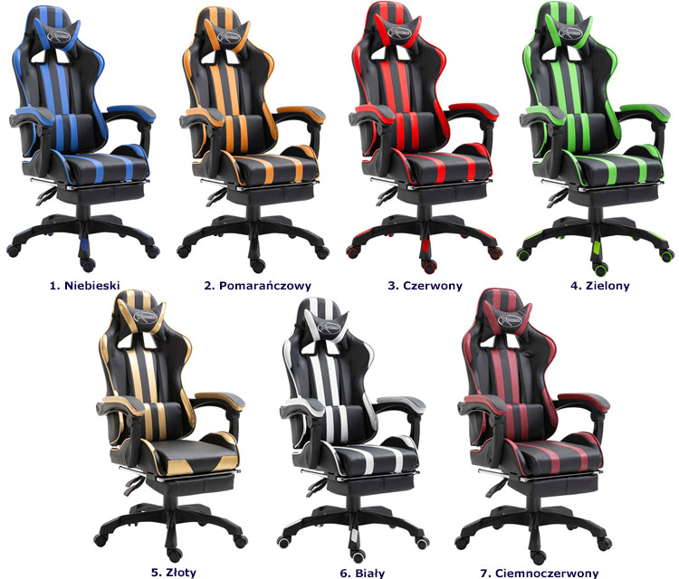 Ergonomiczne krzesło gamingowe Kenex z podnóżkiem i poduszkami