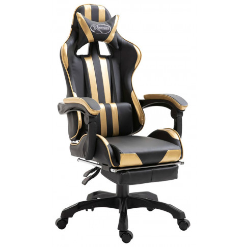 Złoty fotel gamingowy z podnóżkiem Kenex