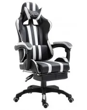 Czarne krzesło gamingowe z podnóżkiem - Kenex w sklepie Edinos.pl