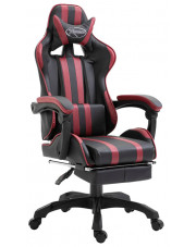 Ciemnoczerwony fotel gamingowy z podnóżkiem - Kenex w sklepie Edinos.pl
