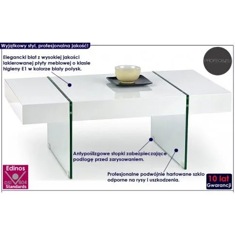 Fotografia Lakierowana ława Karo - biały połysk z kategorii Ławy i stoliki