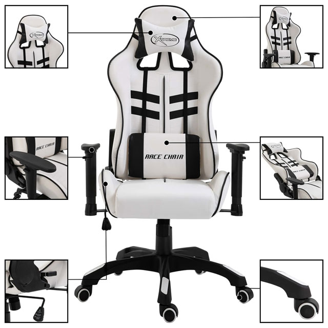 Ergonomiczne krzesło gamingowe Kento z dwoma poduszkami