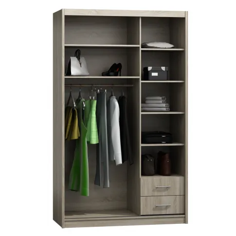 Układ wnętrza szafy przesuwnej Horten