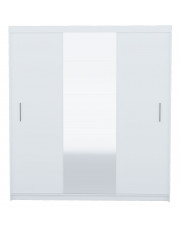 Duża biała przesuwna szafa z lustrem 235 cm - Pesaro 4X w sklepie Edinos.pl