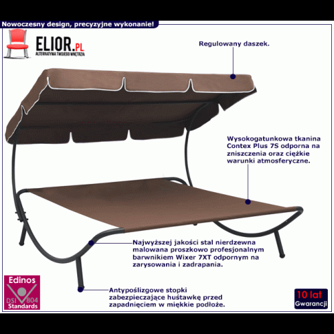 Nowoczesny dwuosobowy leżak ogrodowy Martes