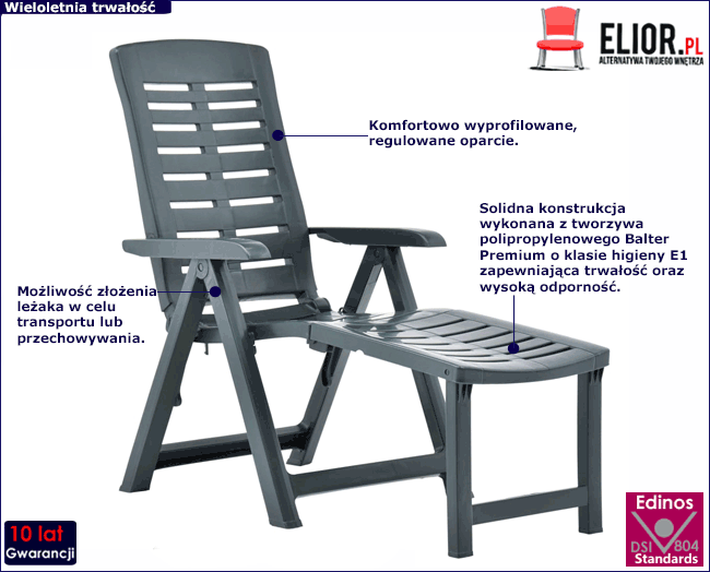 Produkt Zielony leżak ogrodowy składany - Retina