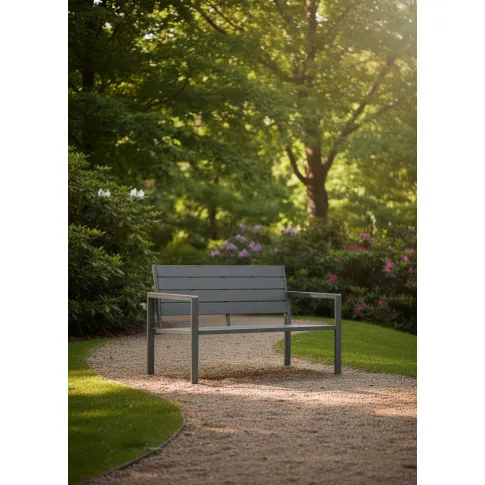 Szara ławka ogrodowa z oparciem   Vesper