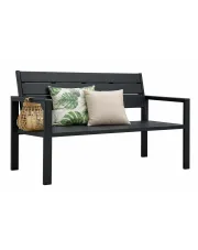 Czarna ławka ogrodowa z oparciem - Vesper w sklepie Edinos.pl