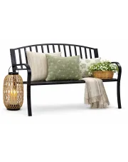 Czarna ławka ogrodowa z okuciem pionowym - Lenwa w sklepie Edinos.pl