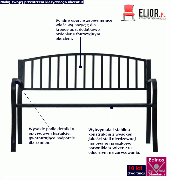 Ławka ogrodowa Ligurio: cechy szczegółowe