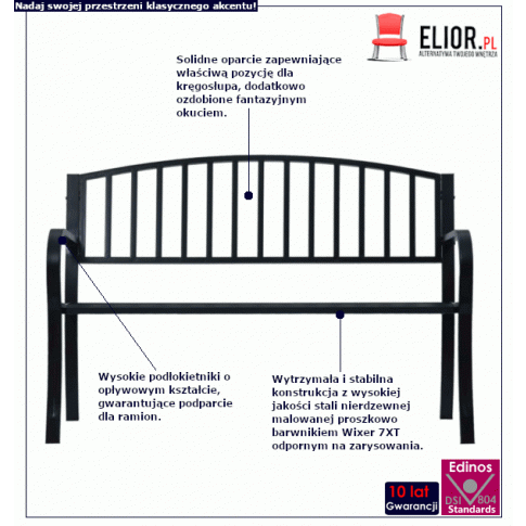 Ławka ogrodowa Ligurio: infografika