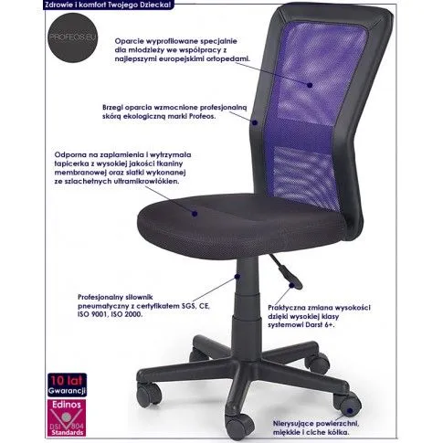 Fotografia Wentylowany fotel obrotowy dla ucznia Niclos - biały z kategorii Siedziska dla dzieci i młodzieży