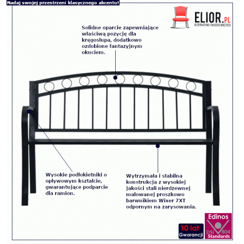 Ławka ogrodowa Ligurio: infografika