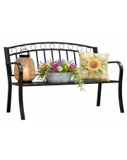 Metalowa ławka ogrodowa z okuciem w koła - Lenwa w sklepie Edinos.pl