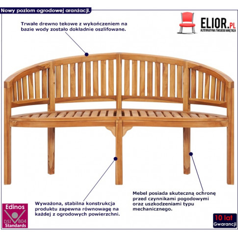 Drewniana ławka ogrodowa Claire 3X infografika