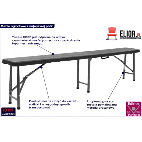 Zestaw czarnych ławek ogrodowych Estella infografika