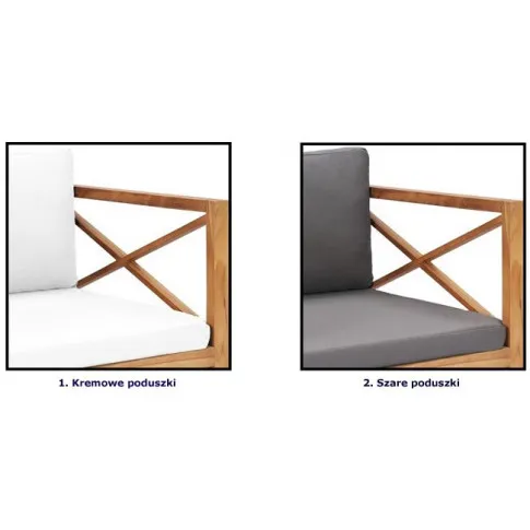 Kolory poduszek drewnianej ławki ogrodowej Loraine