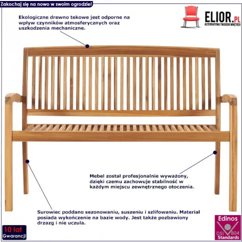 Drewniana ławka ogrodowa Patton 2X infografika