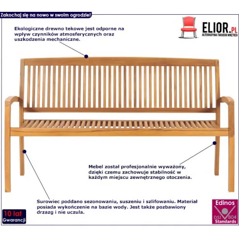Drewniana ławka ogrodowa Patton 3X infografika