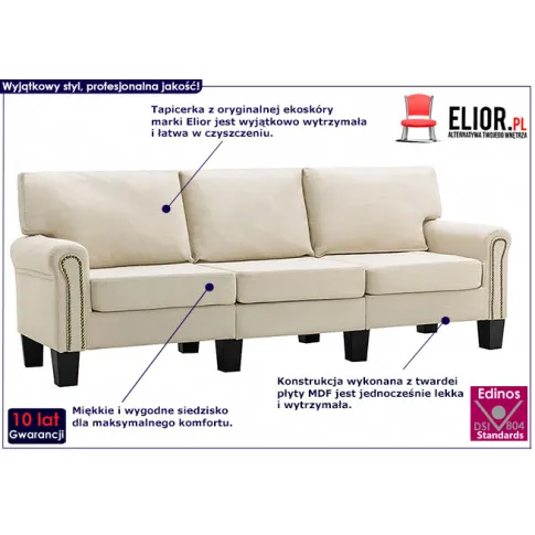Luksusowa trzyosobowa sofa kremowa Alaia 3X