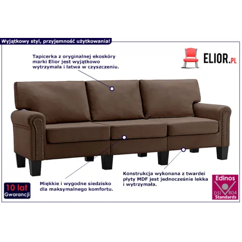 Luksusowa brązowa sofa Alaia 3X