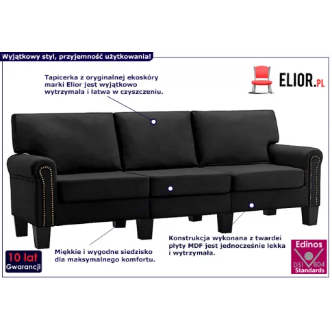 Luksusowa czarna sofa Alaia 3X