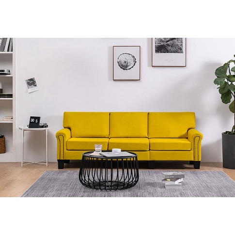 Luksusowa trzyosobowa sofa żółta Alaia 3X