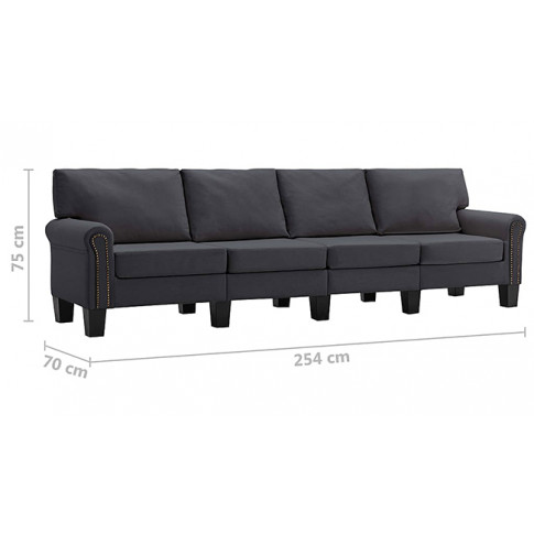 Luksusowa czteroosobowa sofa ciemnoszara Alaia 4X