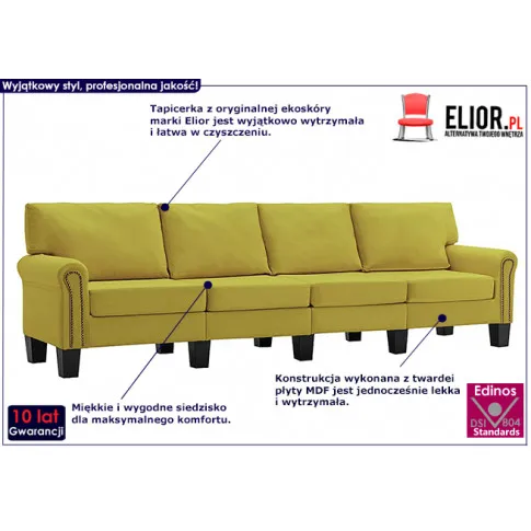 Luksusowa czteroosobowa sofa zielona Alaia 4X