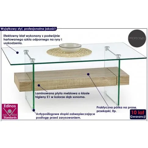 Fotografia Szklana ława Dantes - dąb sonoma z kategorii Ławy i stoliki