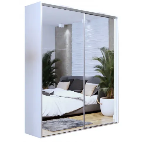 Biała szafa przesuwna z lustrzanym frontem 200 cm Savona 4X