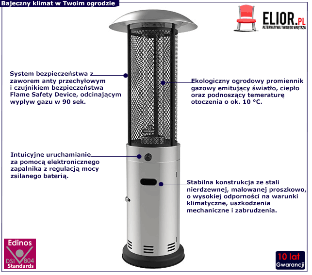 Ekologiczny stalowy promiennik gazowy do ogrodu Caldo