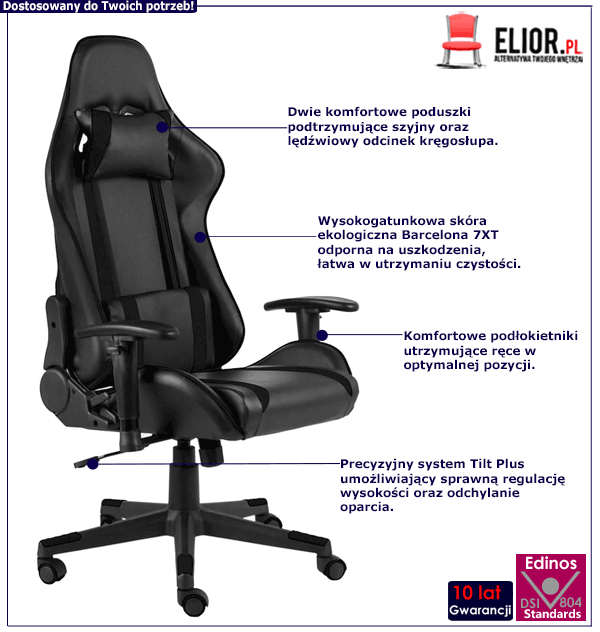 Ergonomiczny fotel gamingowy obrotowy Tabou