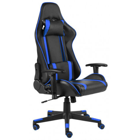 Czarno-niebieski fotel gamingowy Libar