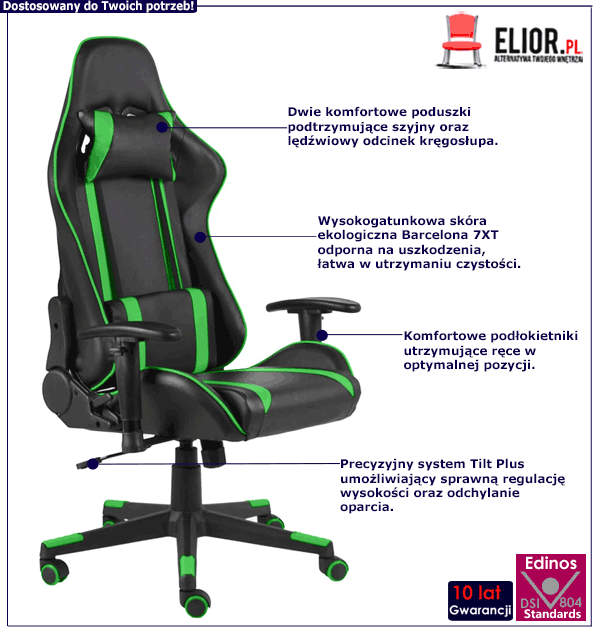 Ergonomiczny fotel gamingowy obrotowy Libar