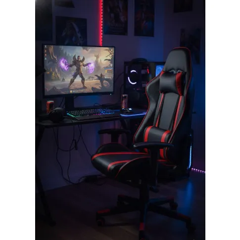 Czarno czerwony fotel gamingowy   Baxton