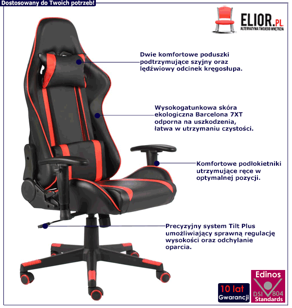 Ergonomiczny fotel gamingowy obrotowy Libar