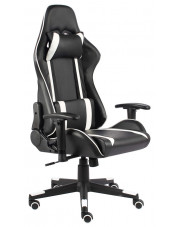 Czarno-białe krzesło gamingowe obrotowe - Libar w sklepie Edinos.pl