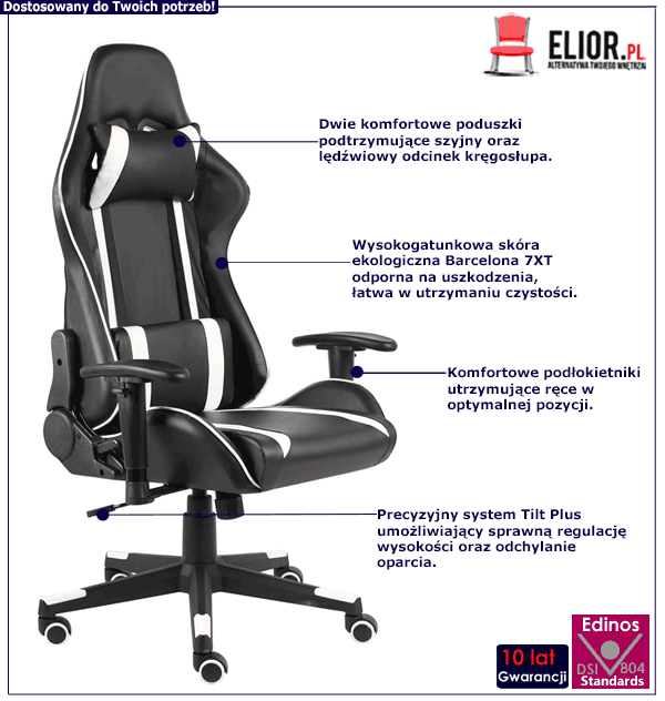 Ergonomiczny fotel gamingowy obrotowy Libar