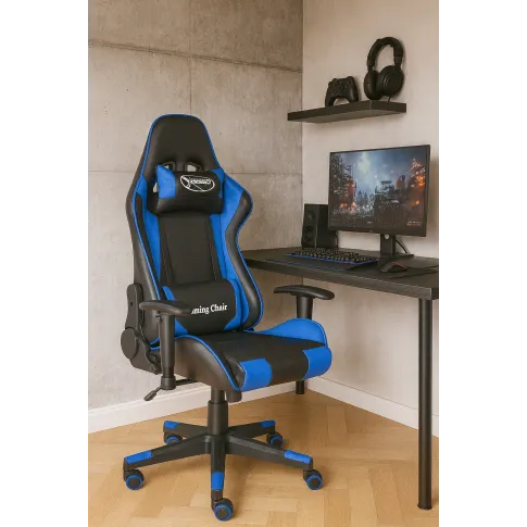 Czarno niebieskie krzesło dla gracza   Zexo